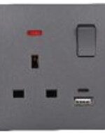 13A DP Socket With Neon USB Type A+C