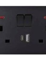 13A 2 Gang DP Socket with Neon USB Type A+C