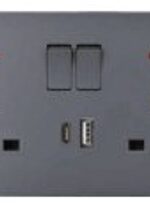 13A 2 Gang DP Socket with Neon USB Type A+C - Image 2