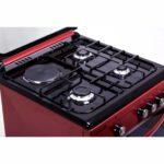 60X60 3 Gas Burners 1 Hotplate Burgundy